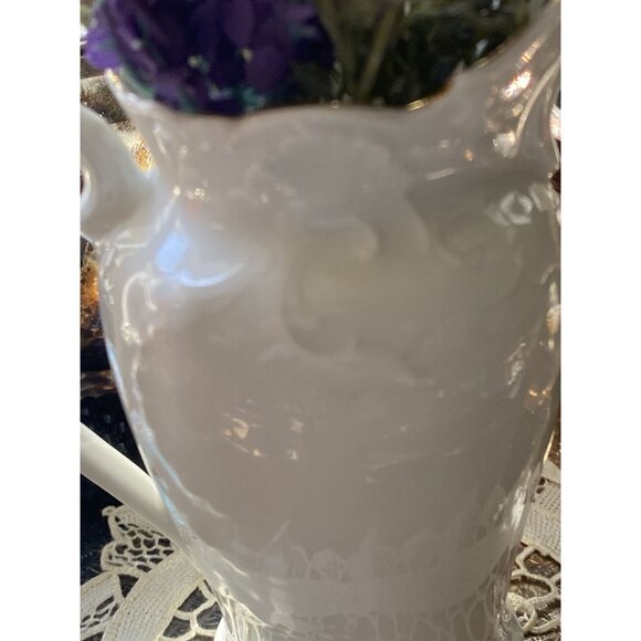 Vintage Porcelain Creamer Lavender Iris LOV Floral Early 1900s Shabby Chic - Picture 15 of 16